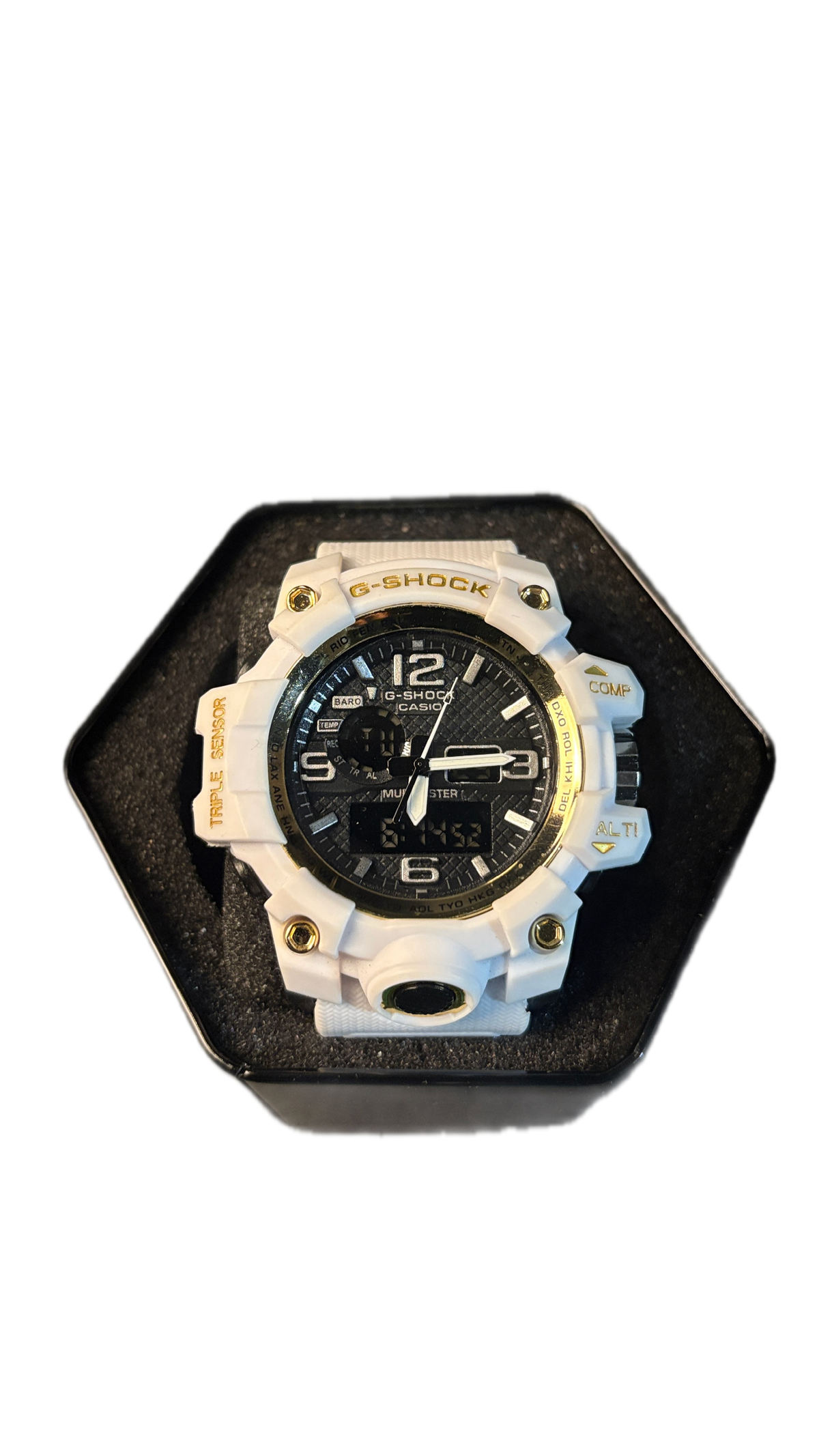 G Shock Black & White & Gold