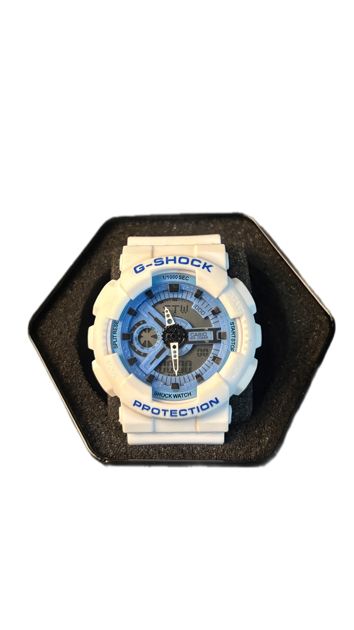 G Shock White & Blue