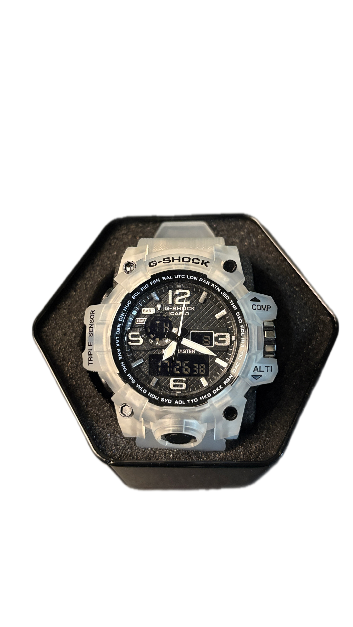G Shock Black & Clear Grey